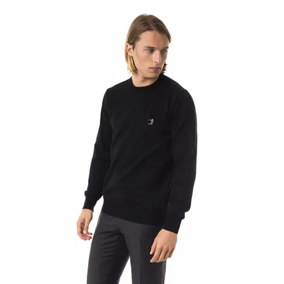 Uominitaliani Black Merino Wool Men's Sweater