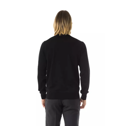 Uominitaliani Black Merino Wool Men's Sweater