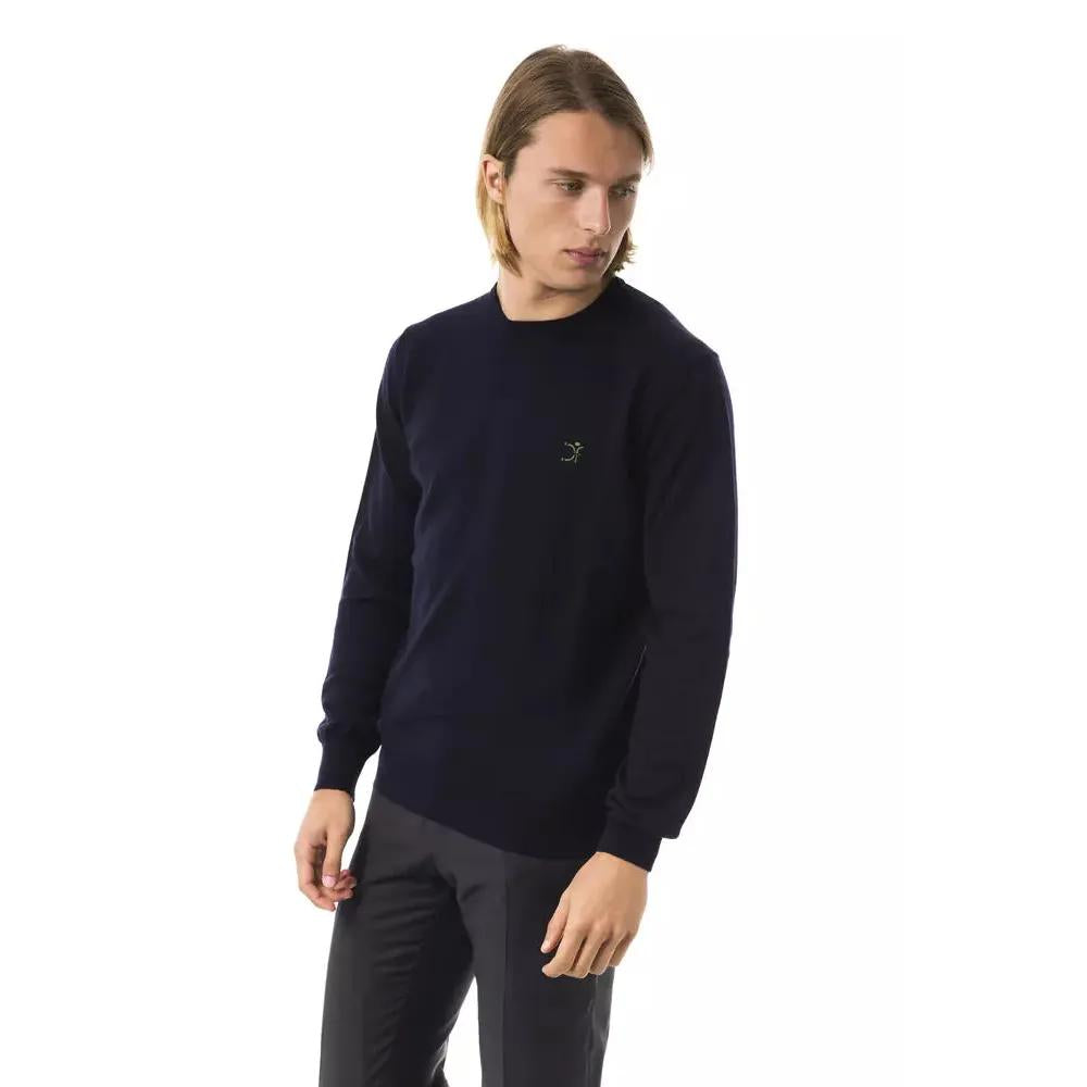Uominitaliani Blue Merino Wool Men Sweater