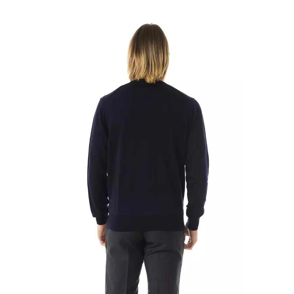 Uominitaliani Blue Merino Wool Men Sweater