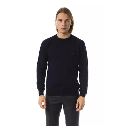 Uominitaliani Blue Merino Wool Men Sweater