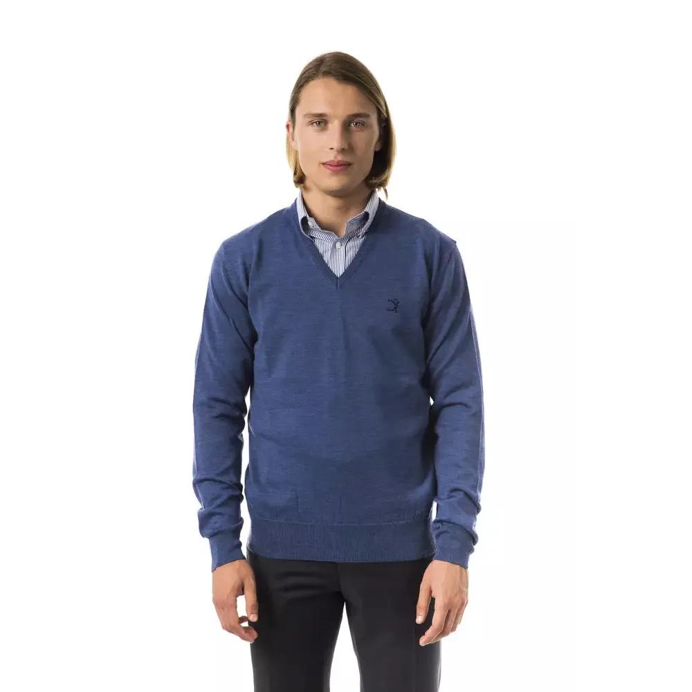 Uominitaliani Blue Merino Wool Men's Sweater