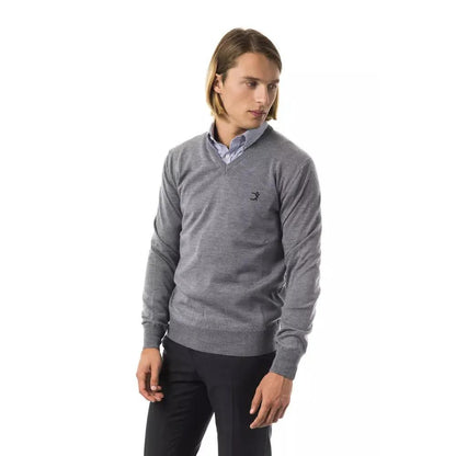 Uominitaliani Gray Merino Wool Men Sweater