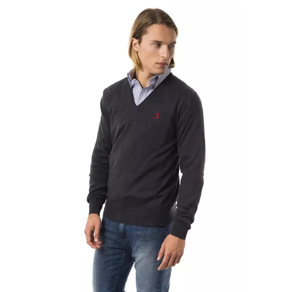 Uominitaliani Gray Merino Wool Men Sweater