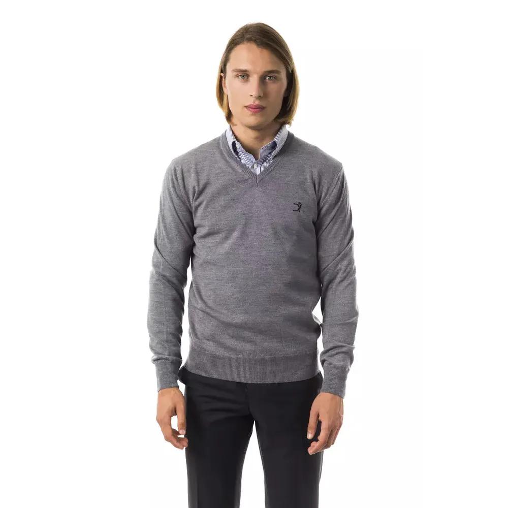 Uominitaliani Gray Merino Wool Men Sweater