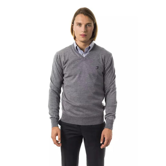 Uominitaliani Gray Merino Wool Men Sweater