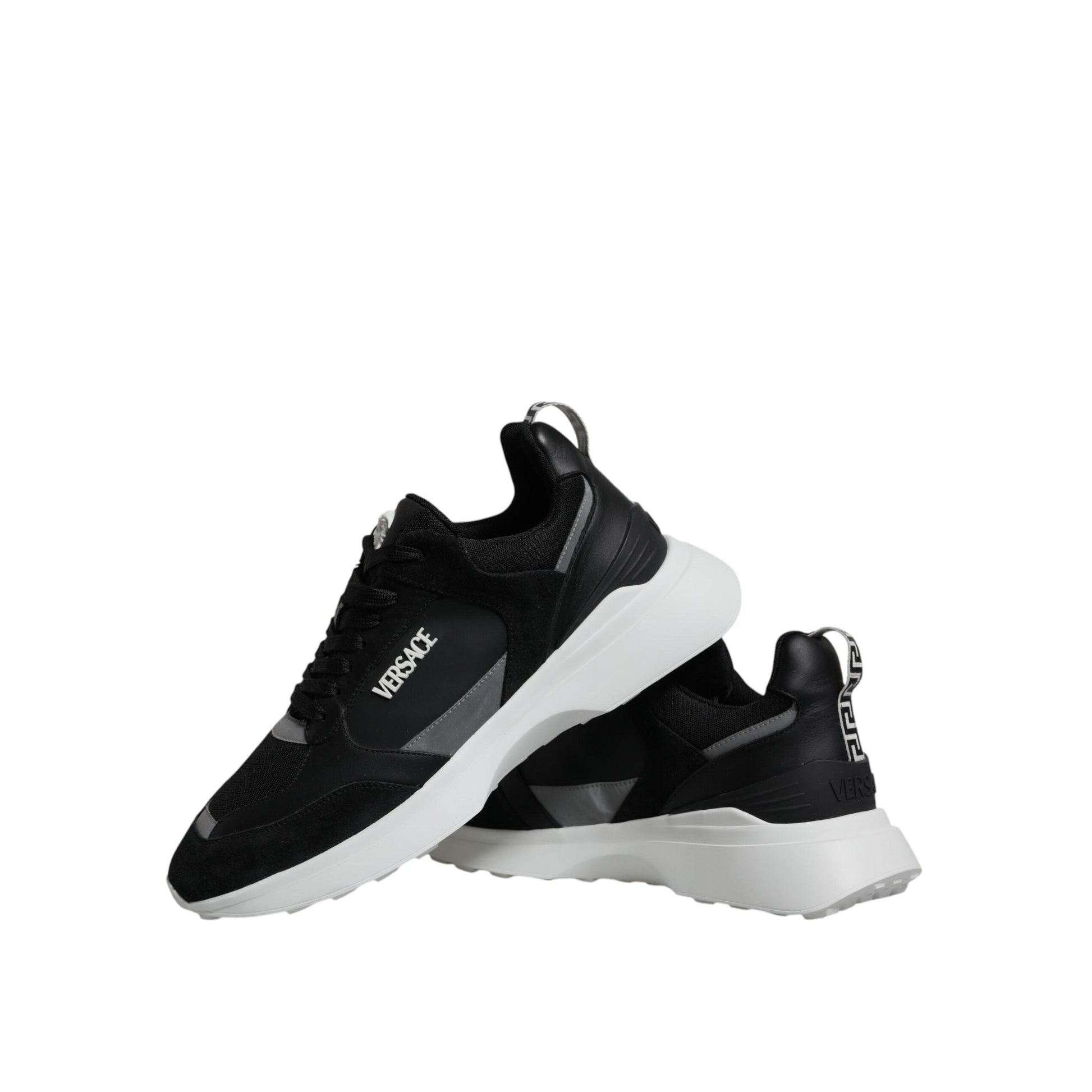 Versace Black Canvas Quad Fabric Medusa Low Top Sneaker Shoes