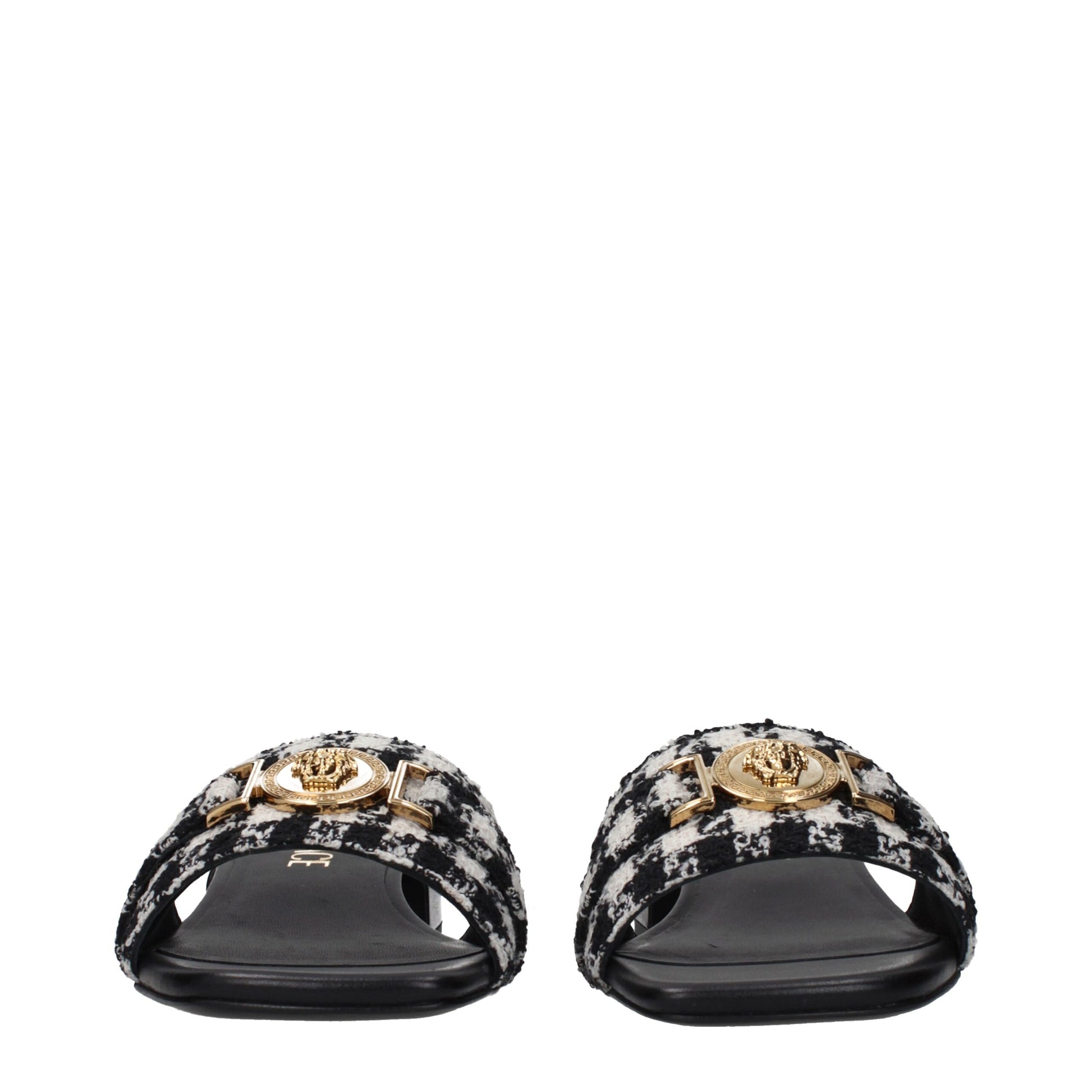 Versace Black Fabric Slippers