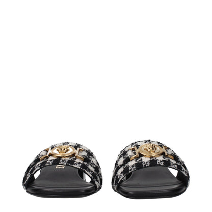 Versace Black Fabric Slippers