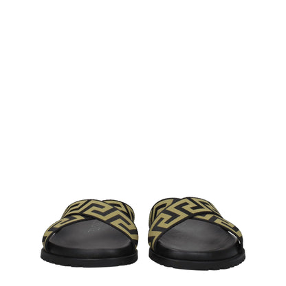Versace Black Fabric Slippers Sandals