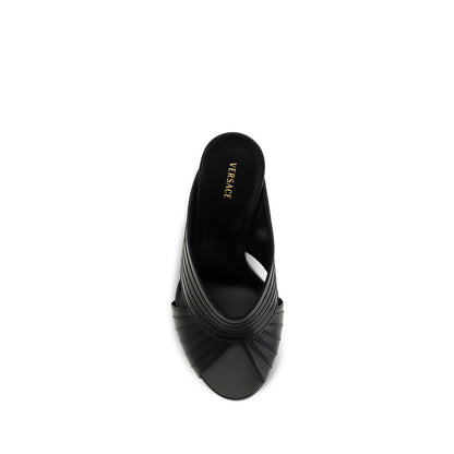 Versace Black Lamb Ovis Aries Mules