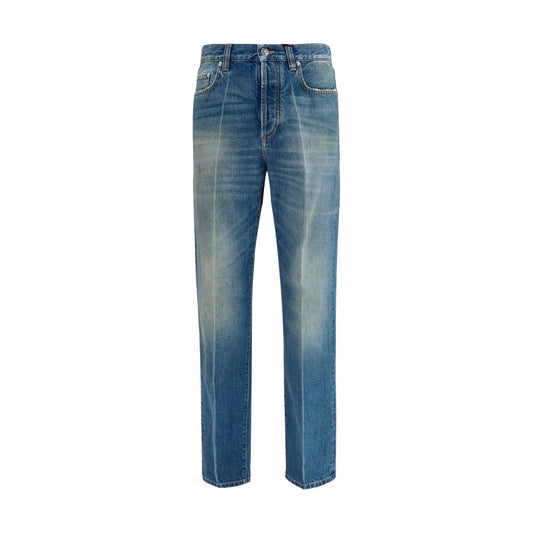 Versace Blue Cotton Straight-Leg Jeans