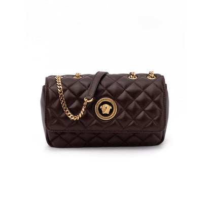 Versace Brown Quilted Leather Shoulder Strap Bag