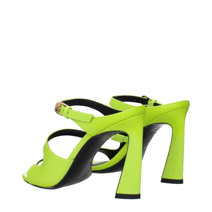 Versace Green Leather Stiletto Heels Sandals