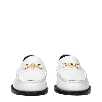 Versace White Leather Slip-On Loafers