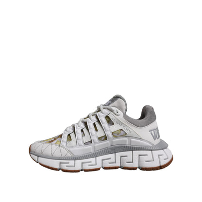 Versace White Trigreca Barocco Print Low Top Sneakers Shoes
