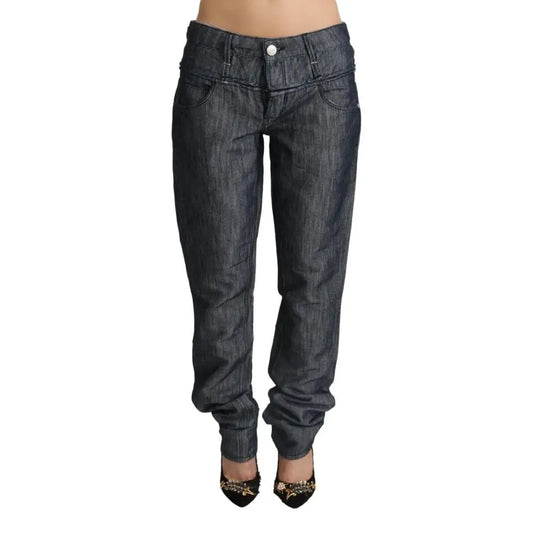 Acht Dark Gray Ramie Mid Wide Waist Straight Denim Jeans