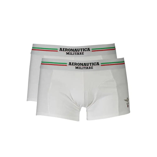 Hvid Aeronautica Militare bomuldsmænds boxershorts med flagstriber