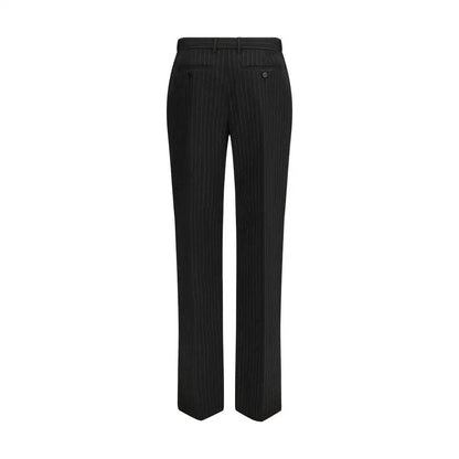 Alexander McQueen black wool pinstripe trousers med belte