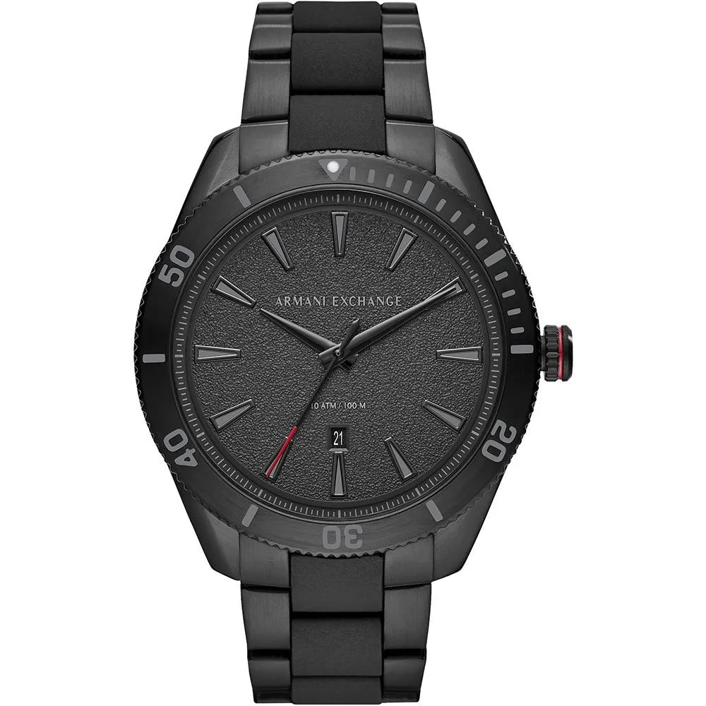 Armani Exchange Enzo AX1826 sort herreur med sort urskive og stållænke – front