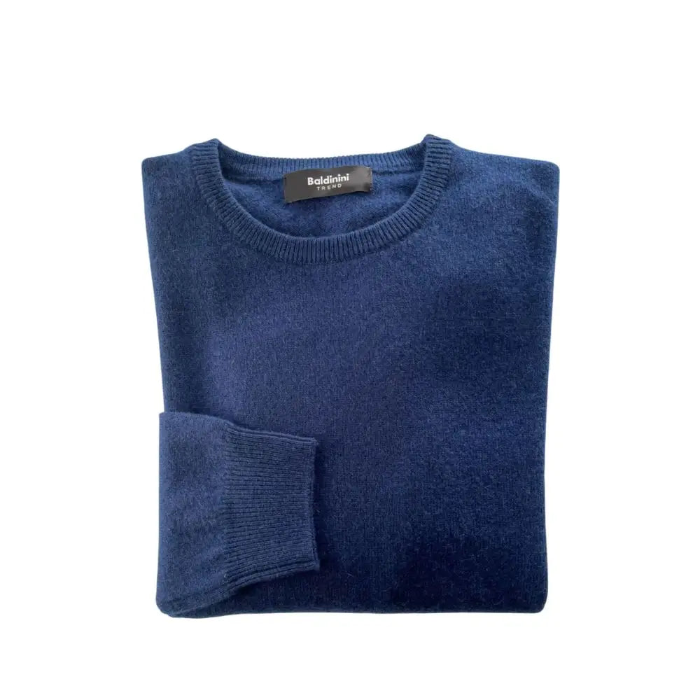 Baldinini trend blue cashmere sweater, navy folded with ribbed neck