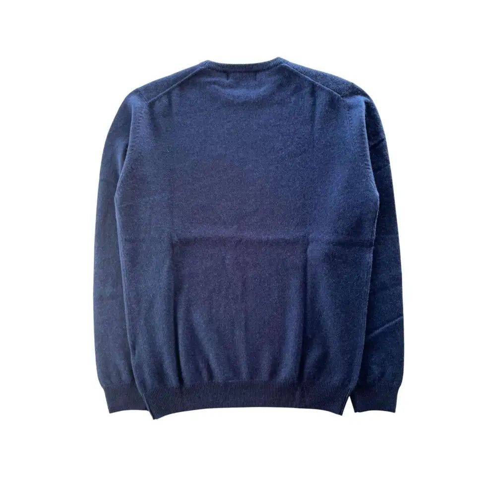 Baldinini Trend Blue Cashmere herresweater i marineblå strik med ribkantede manchetter og kant