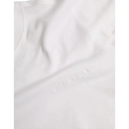 Balenciaga White Cotton Crew Neck Short Sleeves T-shirt
