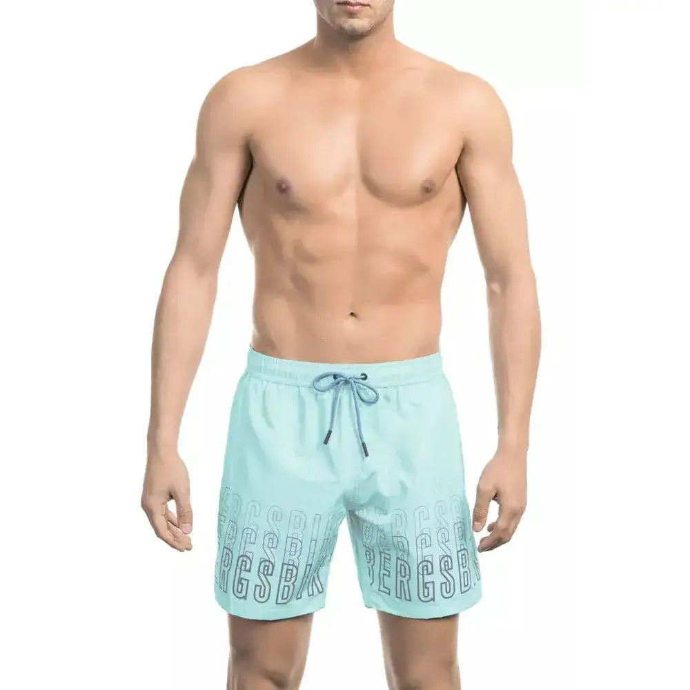 Bikkembergs Light Blue Polyester Men Swim Short