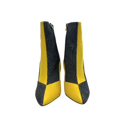 Borbonese Yellow Genuine Leather Women Boot - 37 - Højhælede sko
