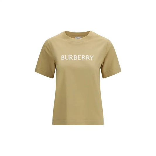 Burberry beige cotton t-shirt with white embroidered logo