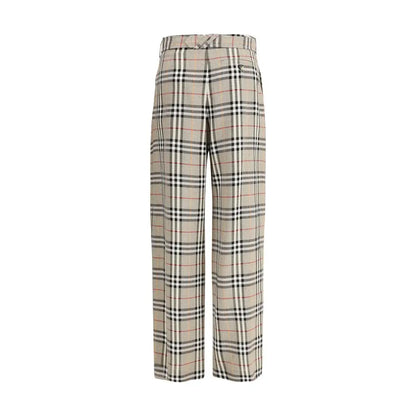 Burberry beige viscose casual pants in plaid wide-leg style