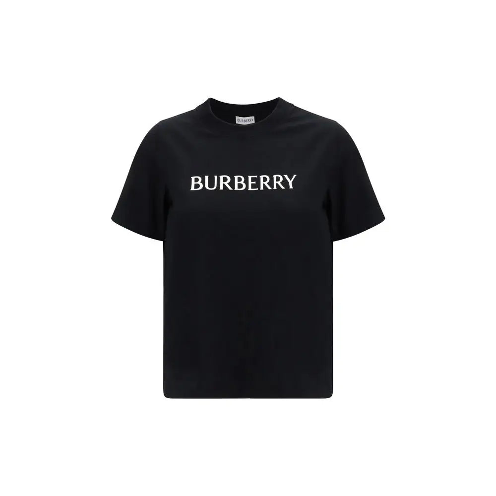 Burberry black cotton t-shirt med hvid broderet logo
