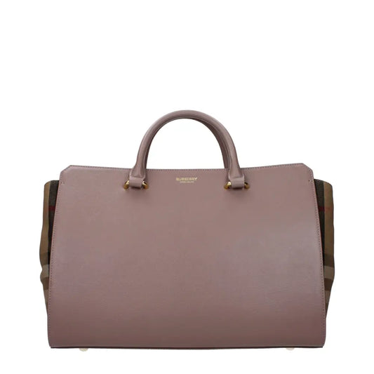 Grå lædertaske Burberry med check-mønster, outlet mærkevare 100% original