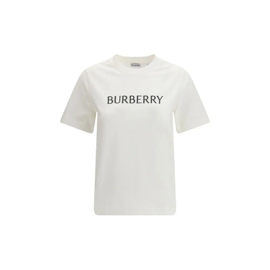 Off-white Burberry white cotton t-shirt med sort logo