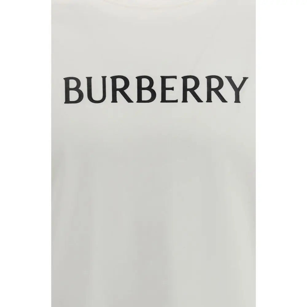 Hvid bomulds t-shirt fra Burberry med sort logo