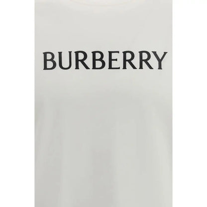 Hvid bomulds t-shirt fra Burberry med sort logo