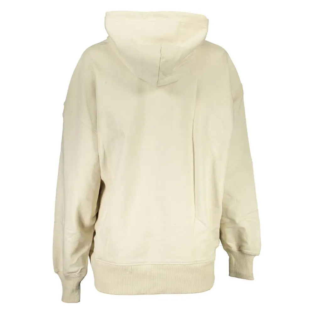 Calvin Klein beige sweatshirt med cremfarvet oversize hætte, ribkant manchetter