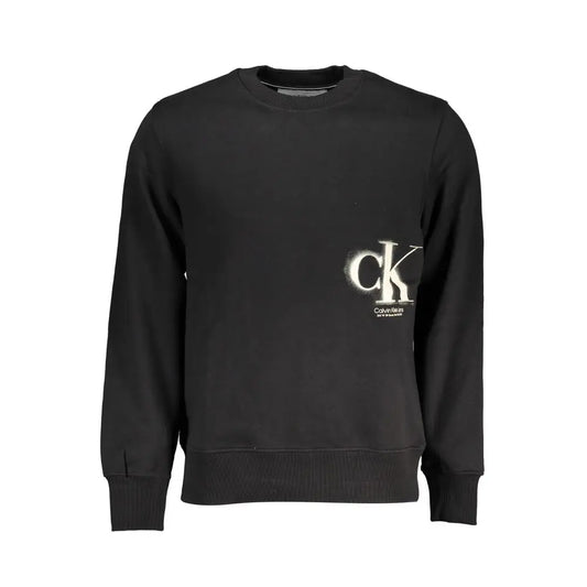 Calvin klein black cotton sweater med hvidt CK-logo på brystet