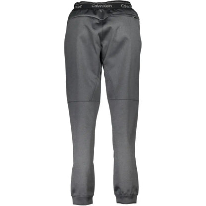 Mørkegrå Calvin Klein joggers med sort elastik og hvidt logo, Calvin Klein black polyester pant