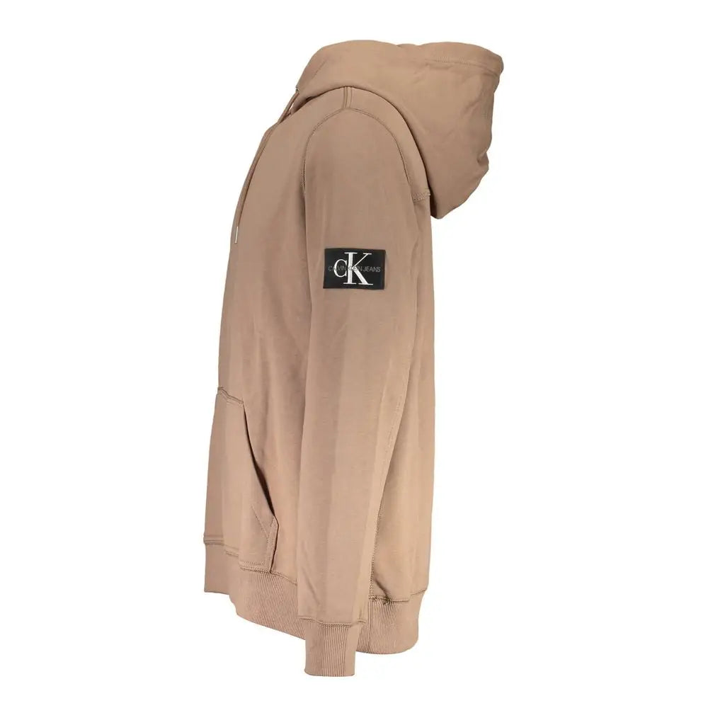 Beige Calvin Klein jeans hoodie med sort logo, 100% originale brands