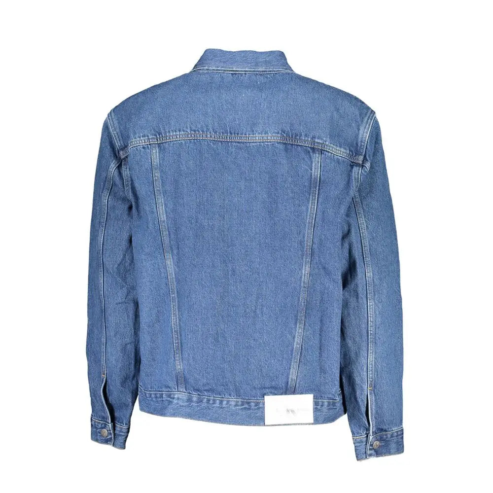 Calvin Klein elegant denim charm jacket med klassisk syning og hvid etiket