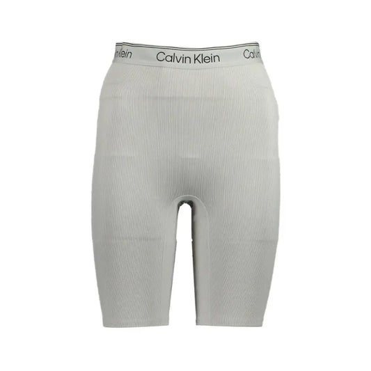 Calvin Klein grå polyesterbukser med ribbet cykelshorts-taljebånd