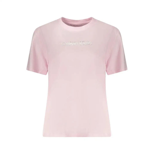 Calvin Klein Rosa bomuld kvinders t-shirt i blødt pink med subtilt reflekterende logo