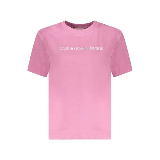 Calvin Klein Rosa bomuld kvinders t-shirt i pink med hvidt logo