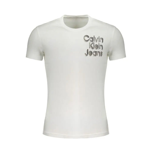 Calvin Klein white cotton t-shirt med sølvfarvet logo