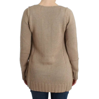 Cavalli Beige knitted wool sweater