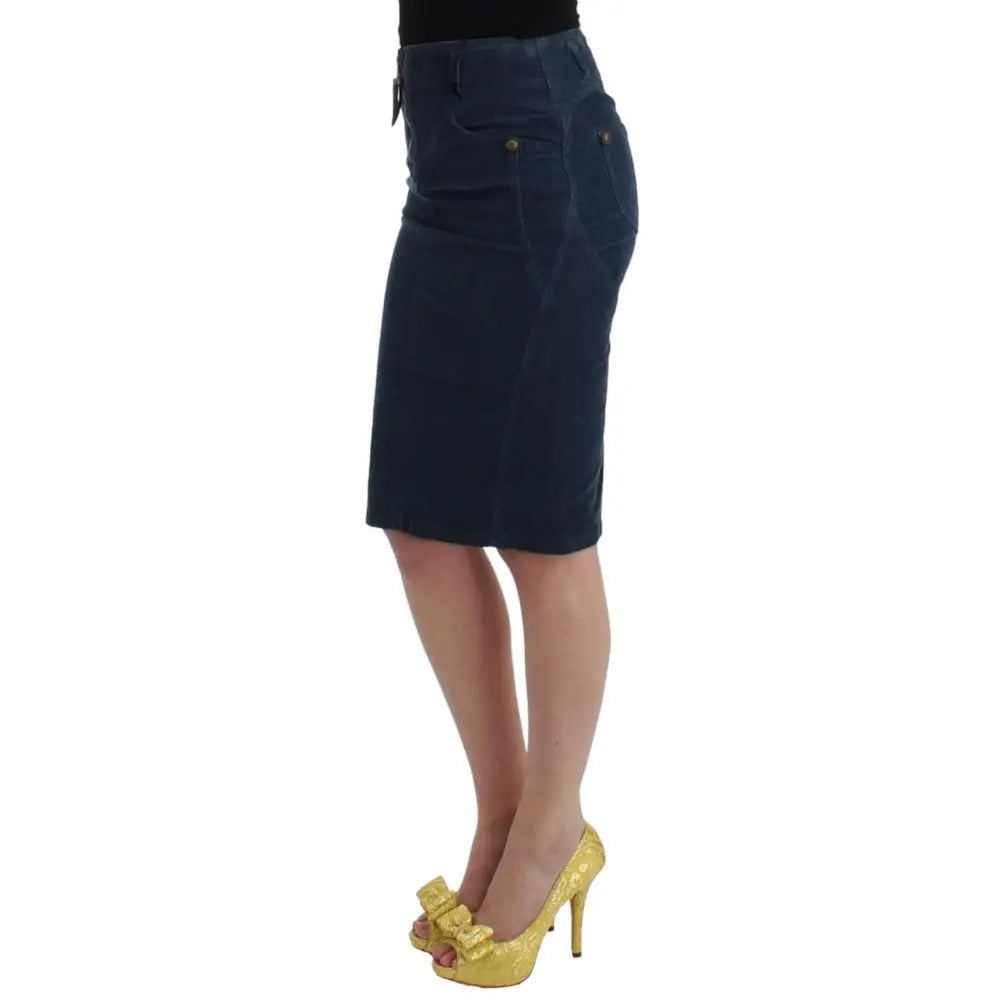 Cavalli Blue corduroy pencil skirt