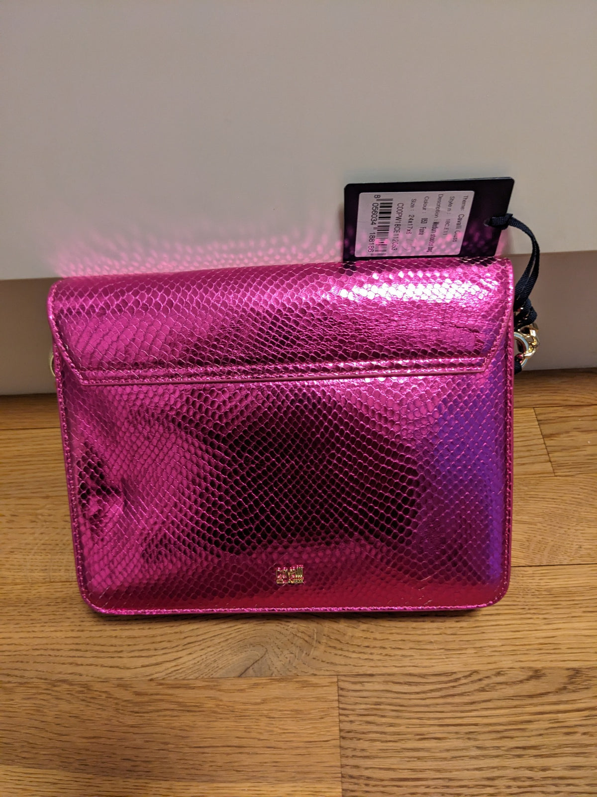 Cavalli Class skuldertaske i fuchsia set bagfra