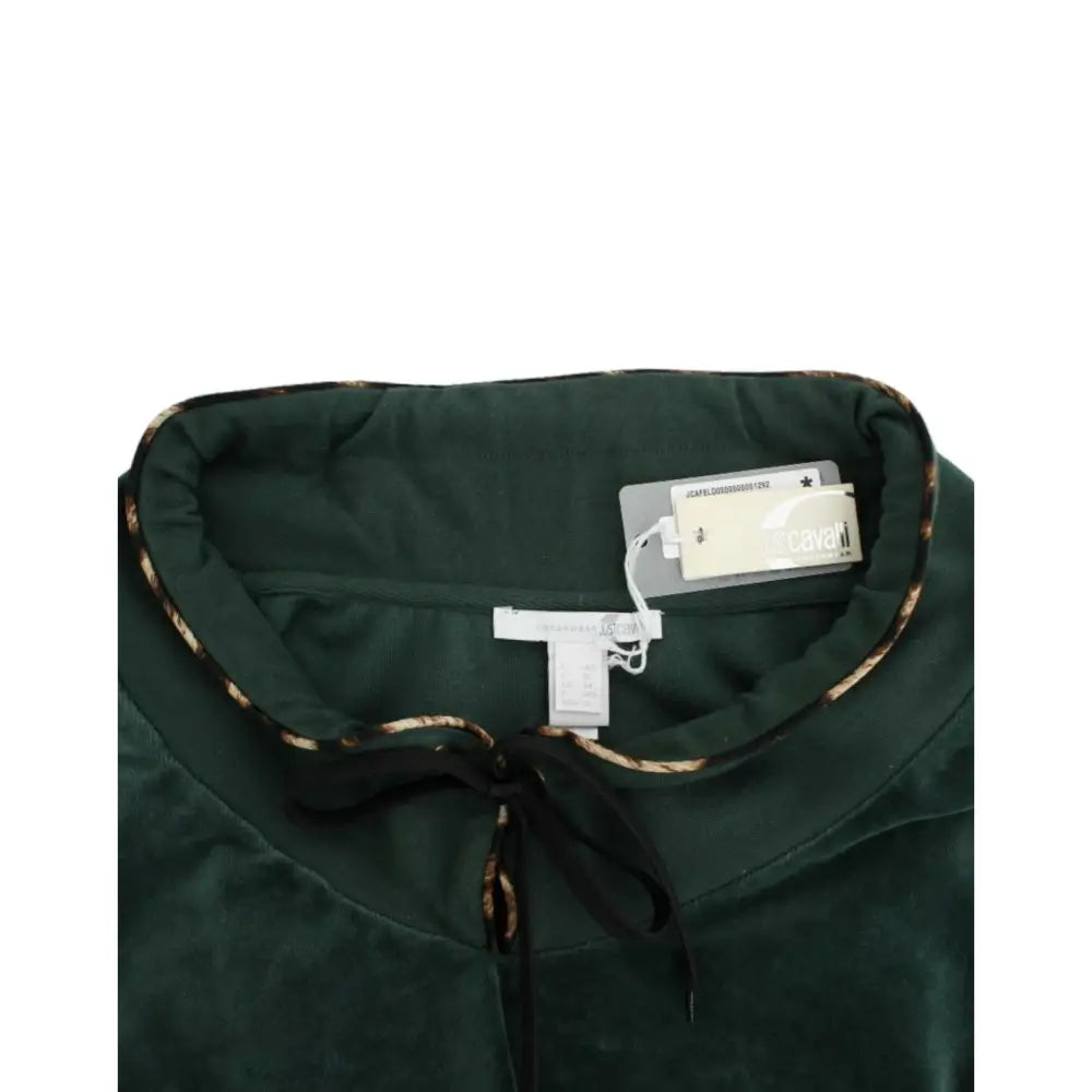 Cavalli Green velvet cotton sweater