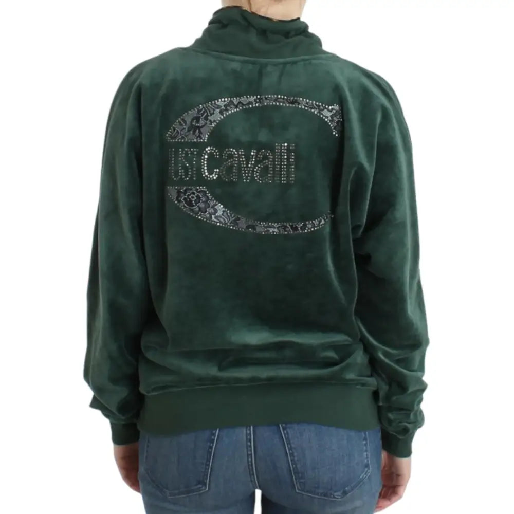 Cavalli Green velvet cotton sweater